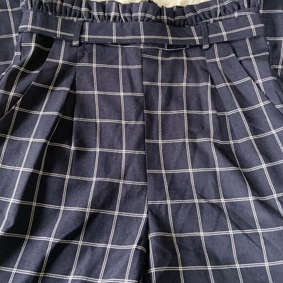 Navy White Plaid Women's Pants Size Small NWOT Old Money Classy - Picture 7 of 10
